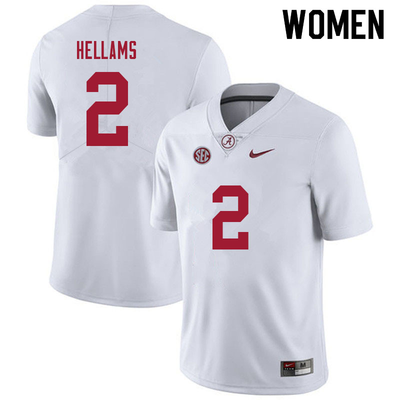 Alabama Crimson Tide Women's DeMarcco Hellams #2 White NCAA Nike Authentic Stitched 2021 College Football Jersey RR16D50WC